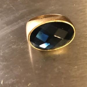 Matte gold and dark blue stone gorgeous ring